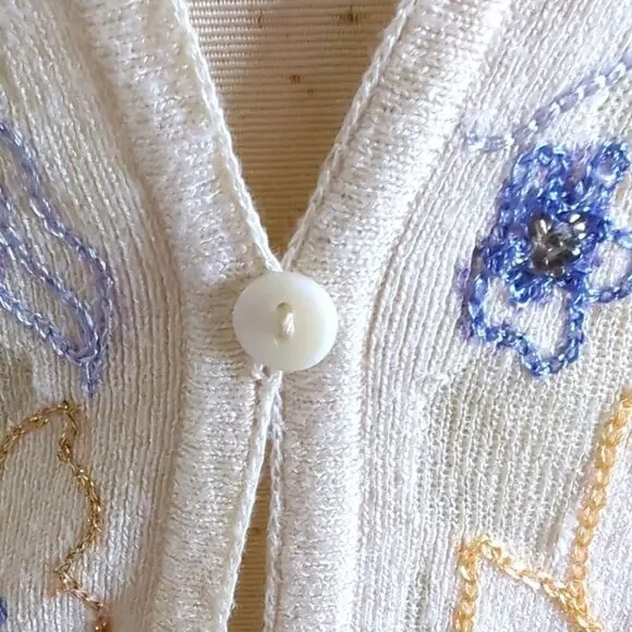 Sigrid Olsen Tan Cardigan Sweater with Metallic Accents Size Small - Picture 7 of 10